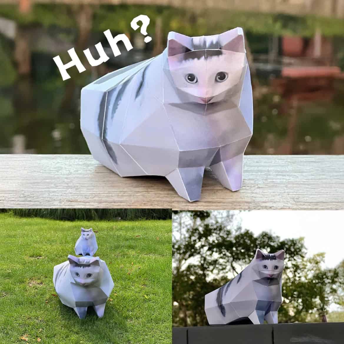 Huh? Cat Meme Papercraft – Printable 3D Model in 2 Sizes 1:1 10cm PDF