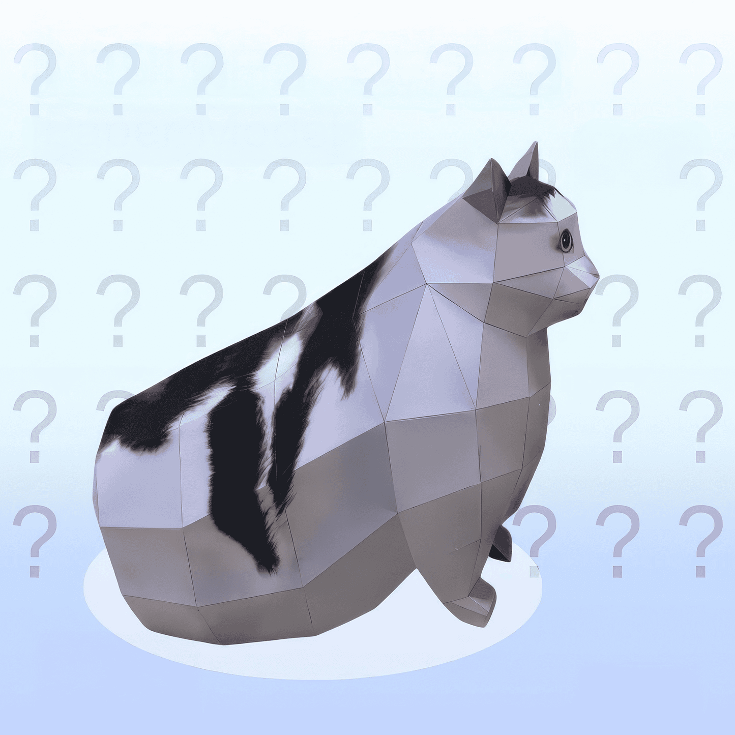 Huh? Cat Meme Papercraft – Printable 3D Model in 2 Sizes 1:1 10cm PDF