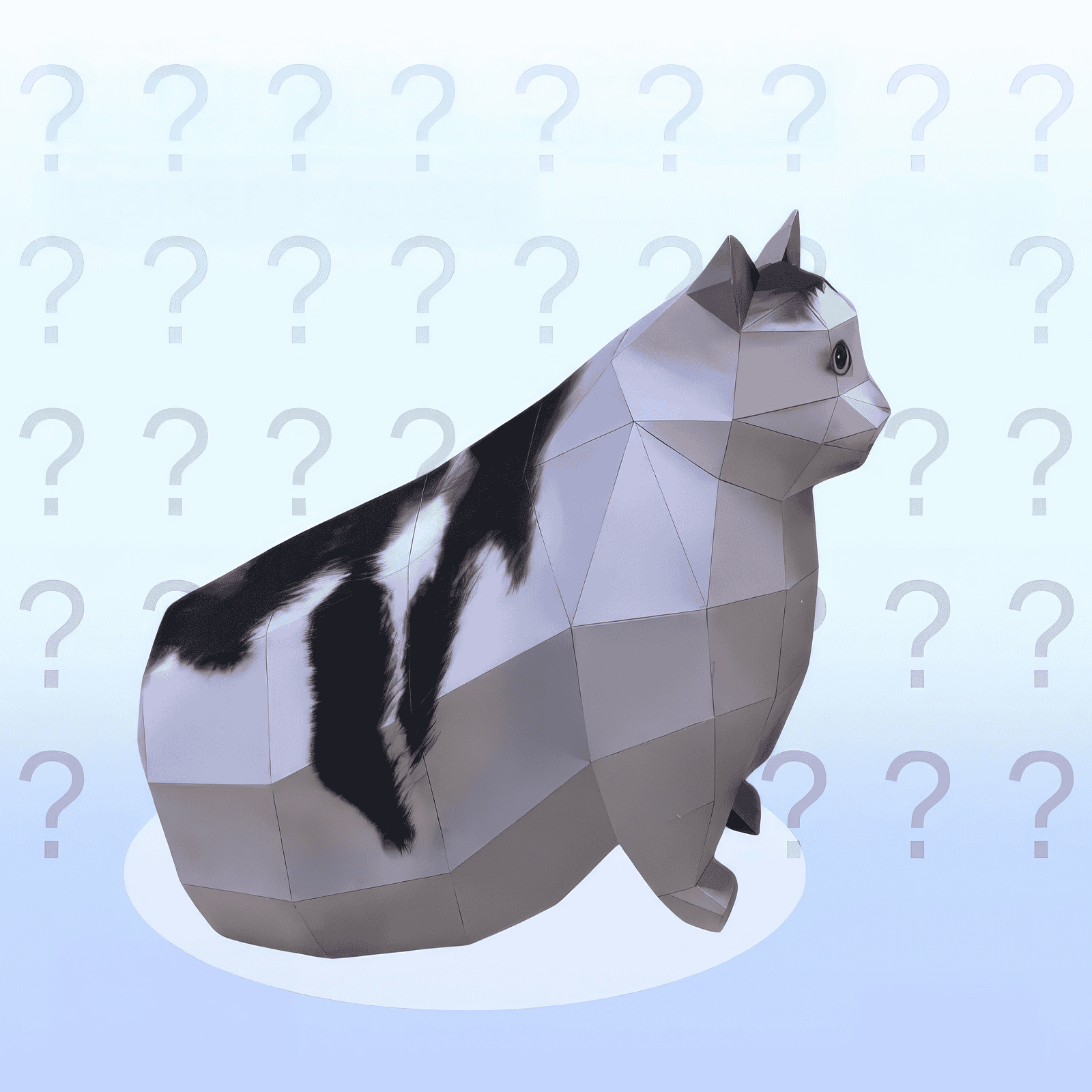Huh? Cat Meme Papercraft – Printable 3D Model in 2 Sizes 1:1 10cm PDF