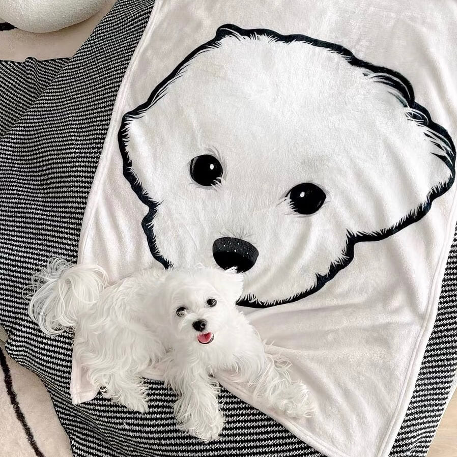 Custom Pet Cat Dog Portrait Blanket