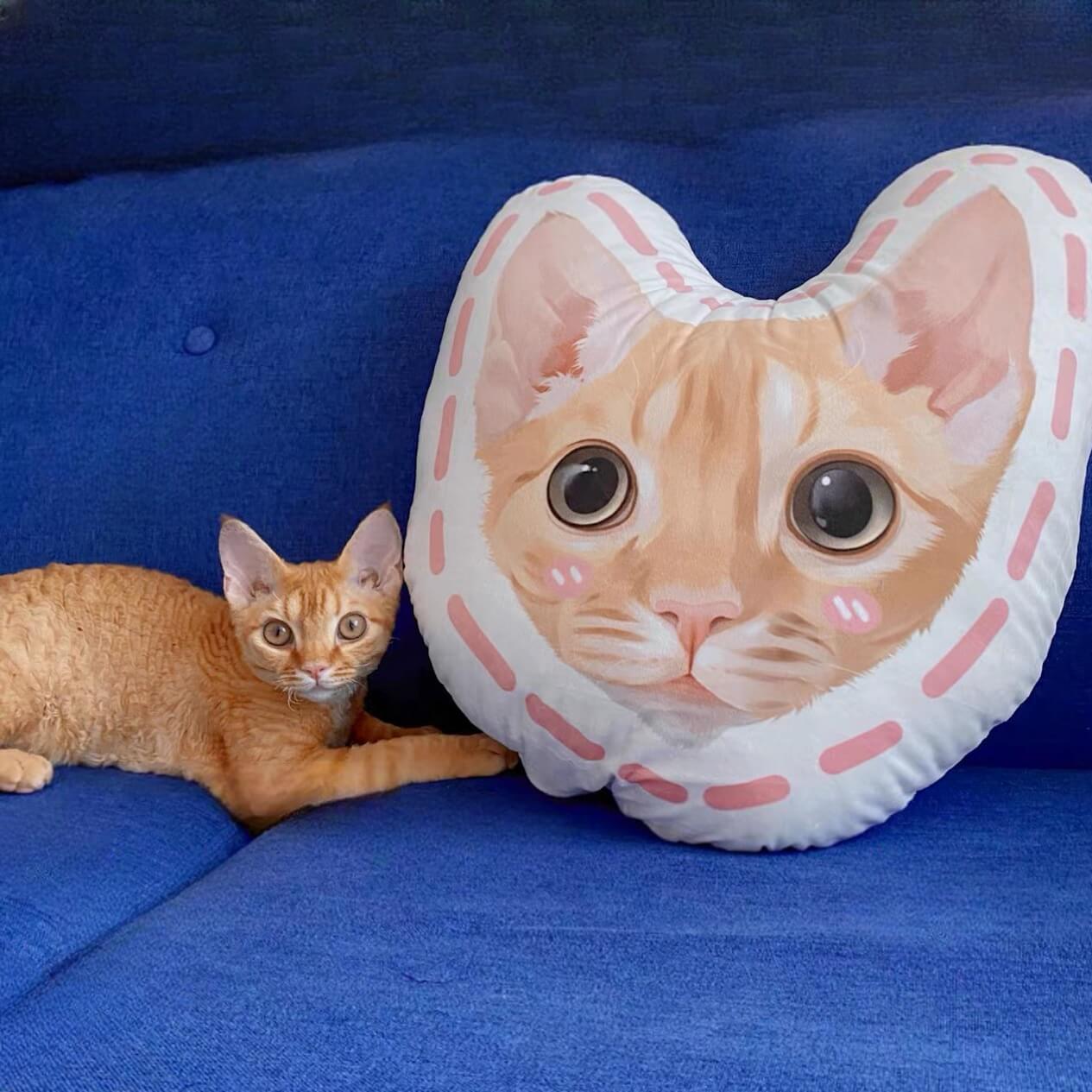 Custom Pet Cat Dog Portrait Cushion