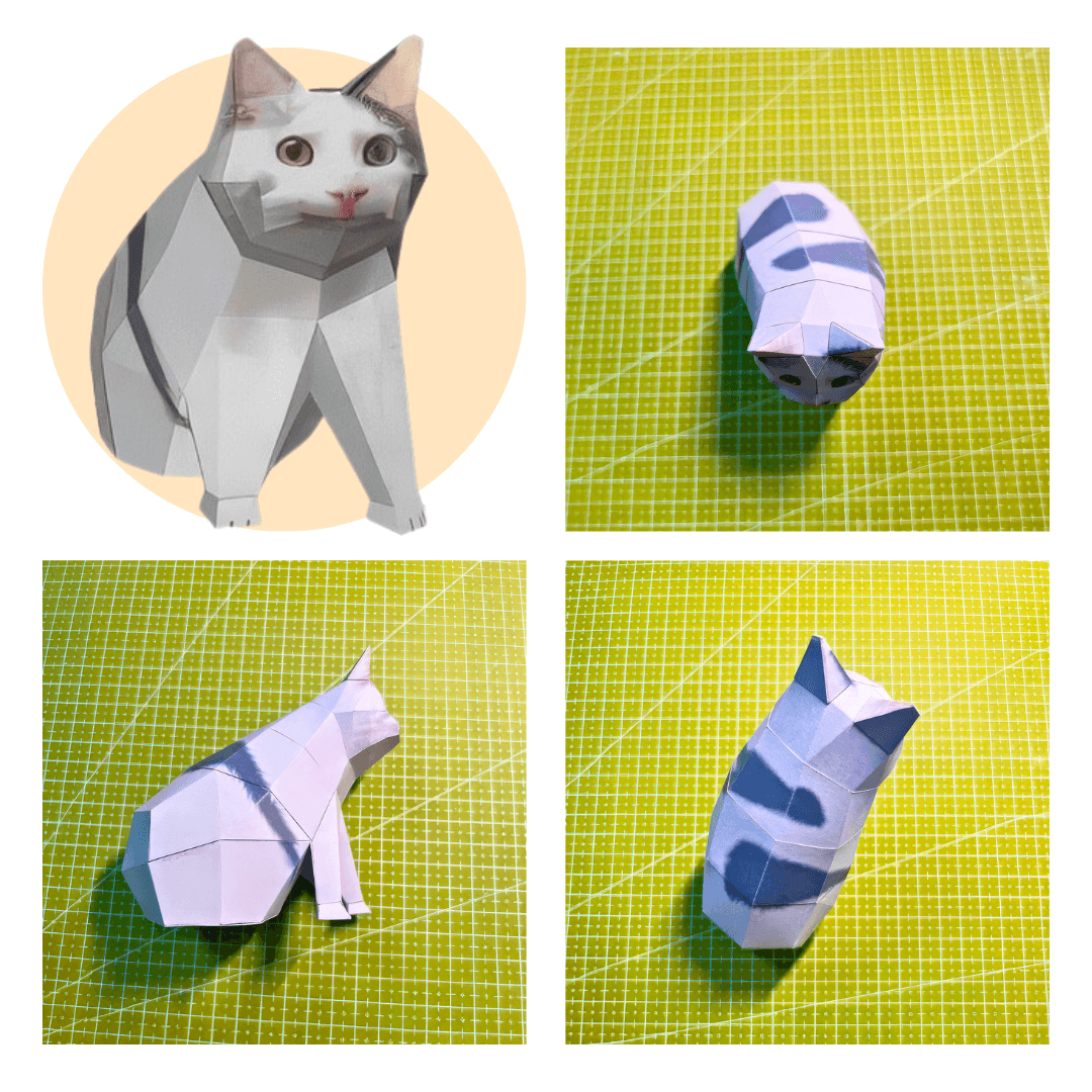 Smiling Cat Meme Papercraft Template (Printable PDF, 4")