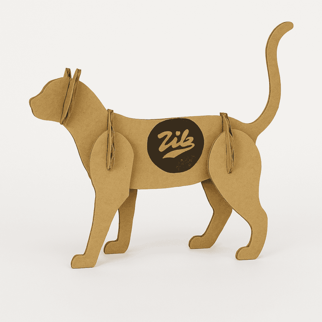 DIY 3D Cardboard Cat Sculpture Model Template Standing Cat Printable PDF