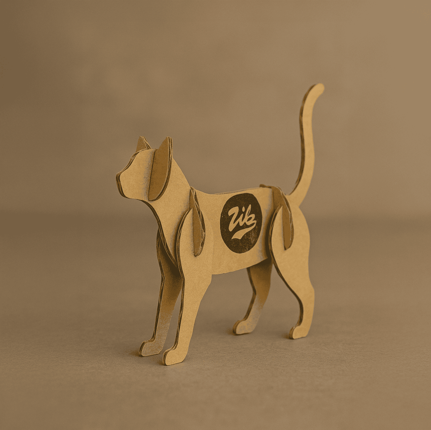 DIY 3D Cardboard Cat Sculpture Model Template Standing Cat Printable PDF