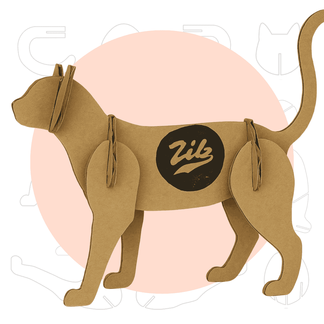 DIY 3D Cardboard Cat Sculpture Model Template Standing Cat Printable PDF
