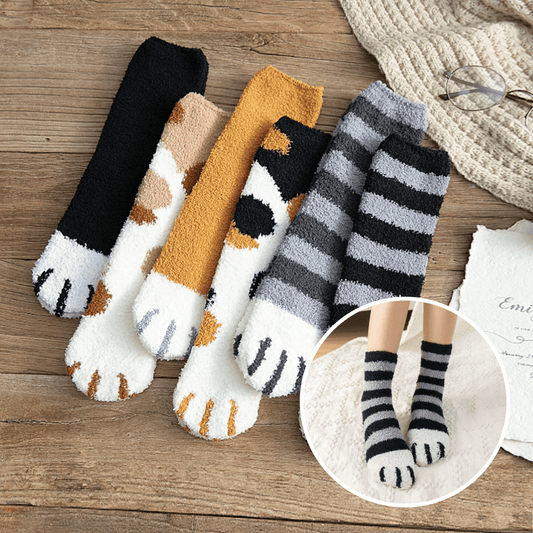 Fluffy Cat Paw Socks Set