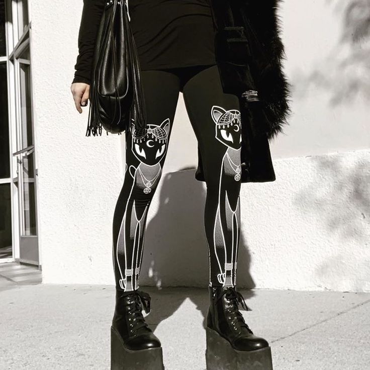 Gothic Black Cat Leggings