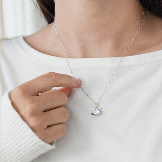 Cat Planet Moonstone Necklace