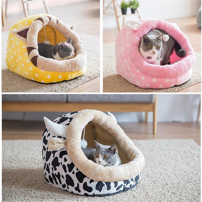Plushy Pet Bed with Bom-Bom Ball - Petites Paws