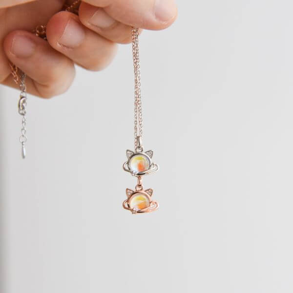 Cat Planet Moonstone Necklace