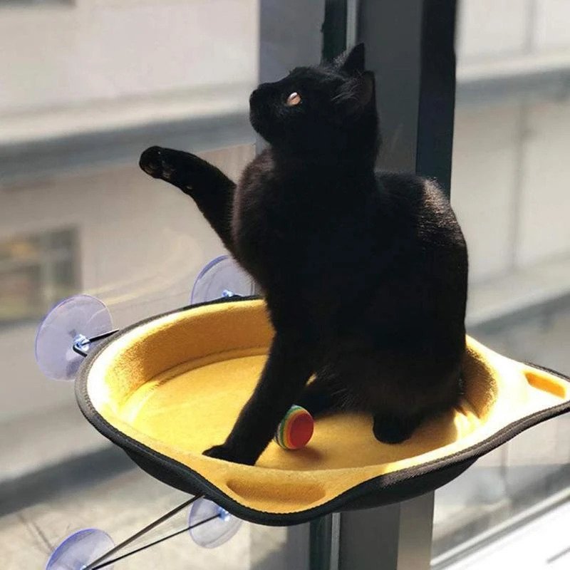 Kitty-shaped Pet Hammock with Window Mount - Petites Paws
