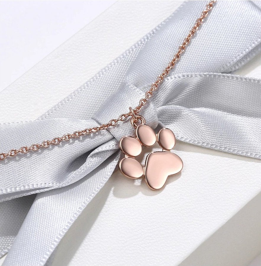 Cute Paw Charm Necklace in 925 Sterling Silver - Petites Paws