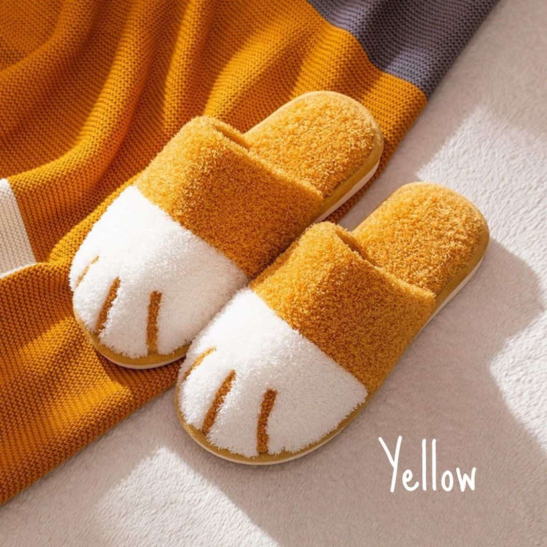 Fluffy Cat Paw Slippers Set