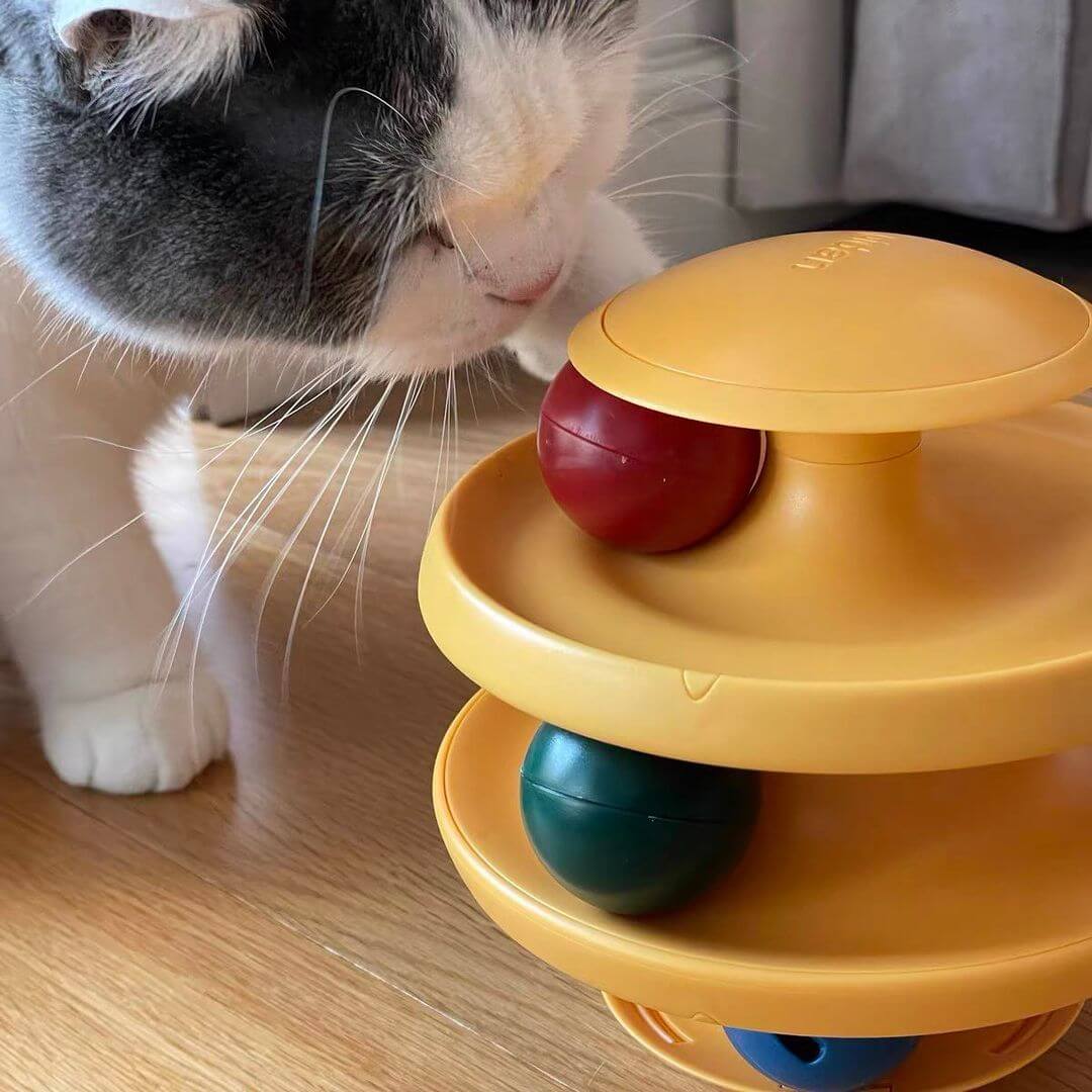 Tumbler of Tracks with Jingle Ball & Catnip Ball Cat Toy - Petites Paws