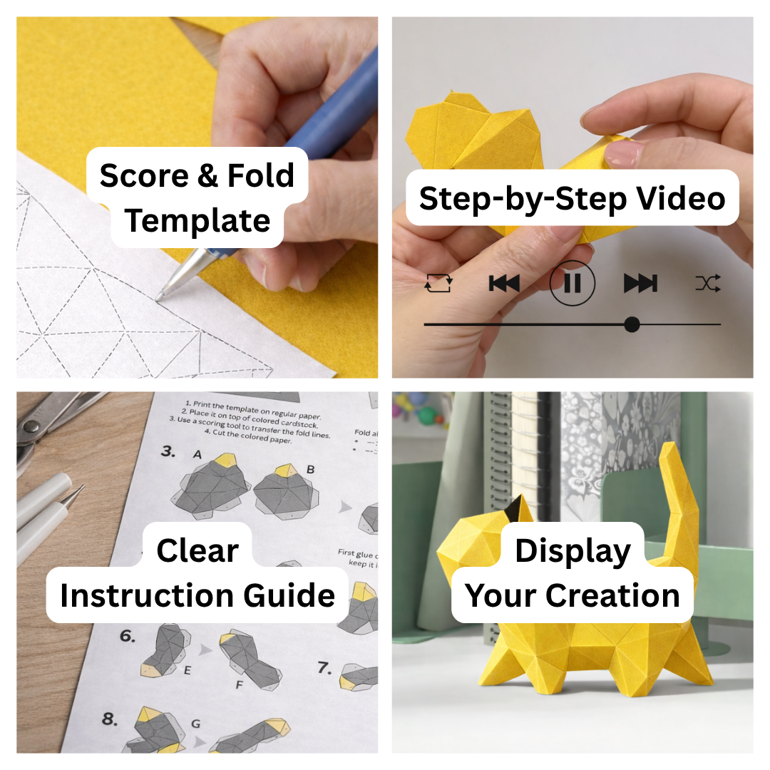 DIY 3D Cute Walking Cat Papercraft Template Printable PDF - Petites Paws