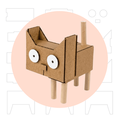 3D Cardboard Cat Sculpture Template - Boxy Cat (Printable PDF)
