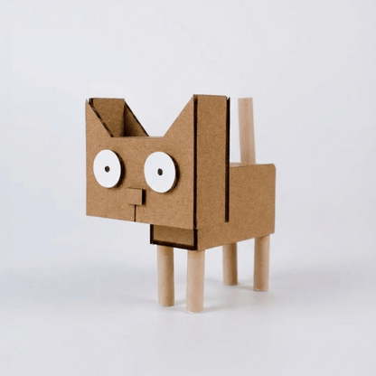 3D Cardboard Cat Sculpture Template - Boxy Cat (Printable PDF)
