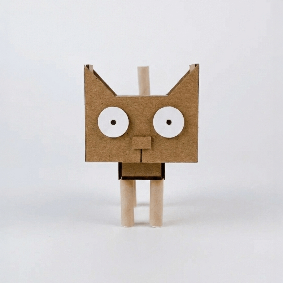 3D Cardboard Cat Sculpture Template - Boxy Cat (Printable PDF)