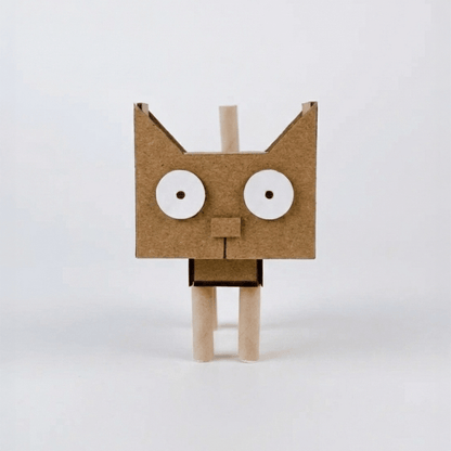 3D Cardboard Cat Sculpture Template - Boxy Cat (Printable PDF)