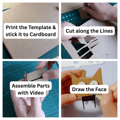 3D Cardboard Cat Sculpture Template - Boxy Cat (Printable PDF)