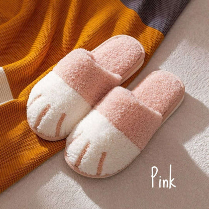 Fluffy Cat Paw Slippers Set