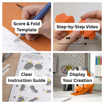 DIY 3D Cute Stretching Cat Papercraft Template Printable PDF - Petites Paws