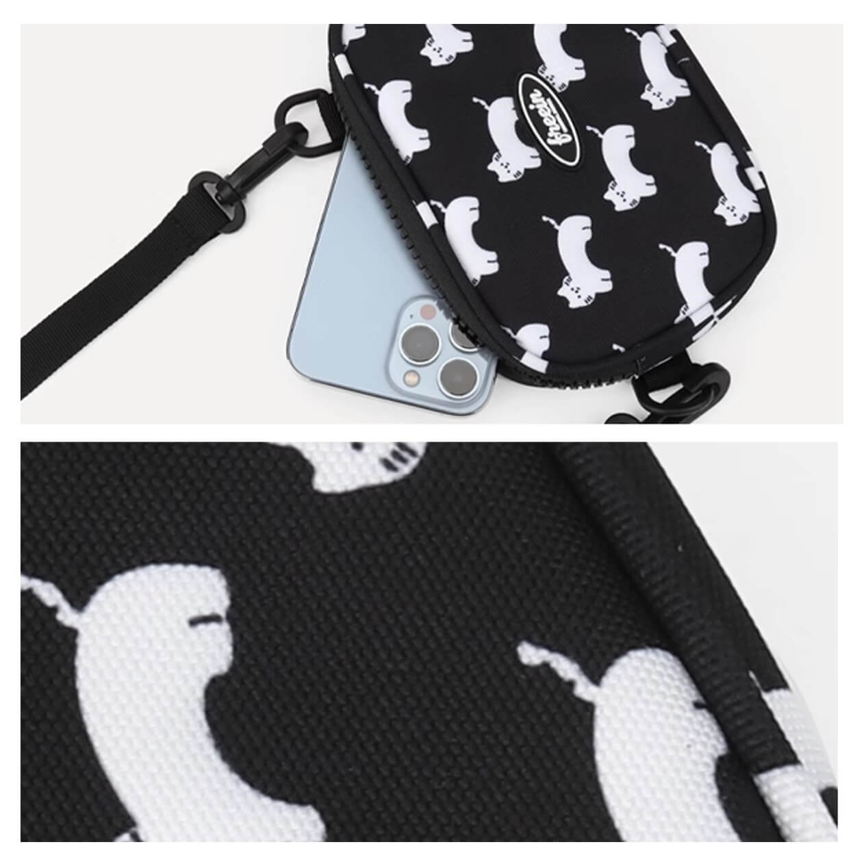 Cat Black and White Mini Crossbody Bag 