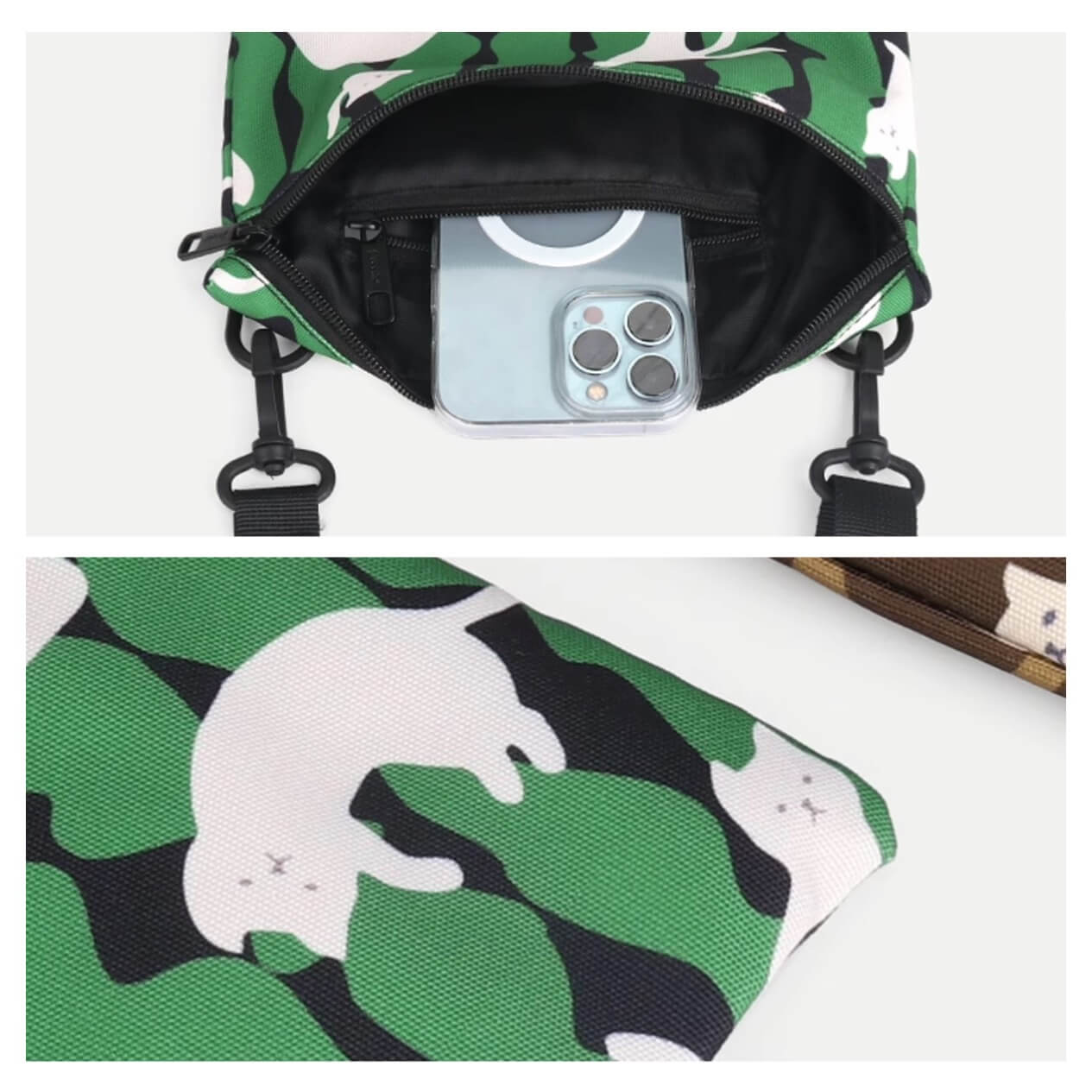 Cat camouflage Crossbody Bag Green