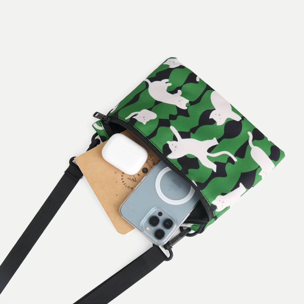 Cat camouflage Crossbody Bag Green