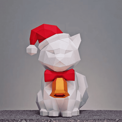Christmas Cat Papercraft Template Printable DIY 