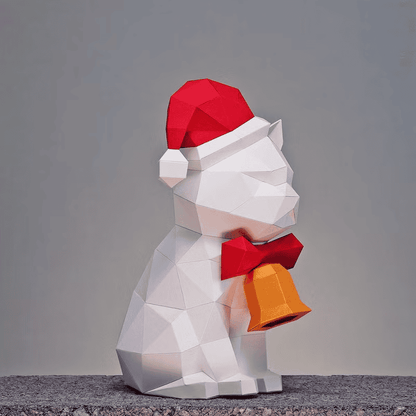 Christmas Cat Papercraft Template Printable DIY 