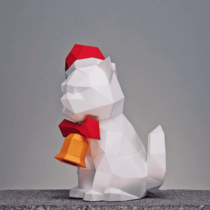Christmas Cat Papercraft Template Printable DIY 
