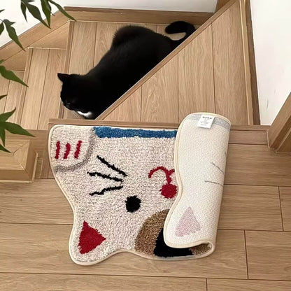 Cute Japanese Lucky Cat Cat shaped Plush Rug Door mat