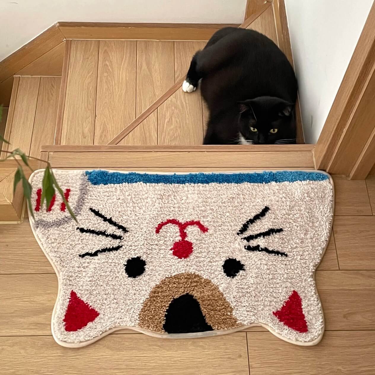 Cute Japanese Lucky Cat Cat shaped Plush Rug Door mat