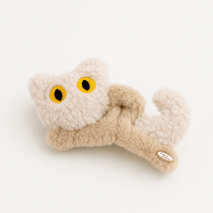 Cute Beige Plush Cat Hair Claw Clip