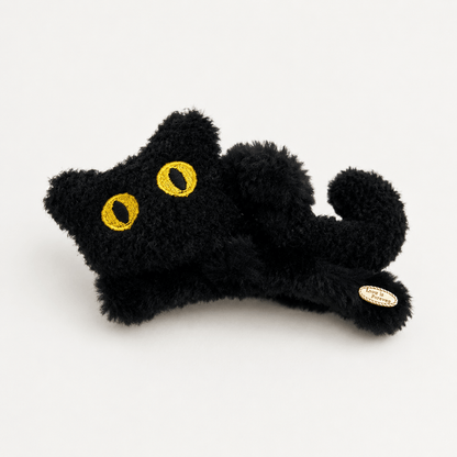 Cute Black Plush Cat Hair Claw Clip