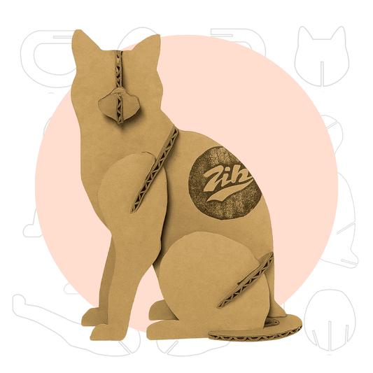 3D Cardboard Cat Sculpture Template - Sitting Cat (Printable PDF)