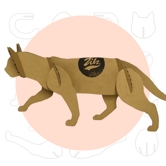 DIY 3D Cardboard Cat Sculpture Model Template Walking Cat Printable PDF 