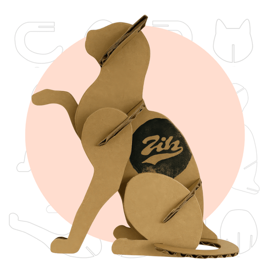 3D Cardboard Cat Sculpture Template - Waving Cat (Printable PDF)