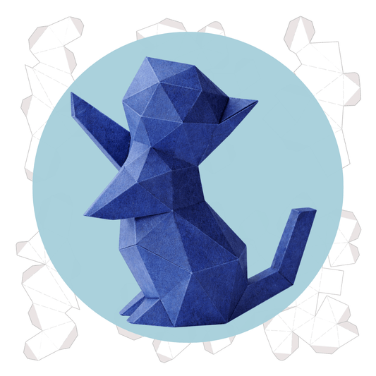 DIY 3D Cute Standing Cat Papercraft Template Printable PDF - Petites Paws