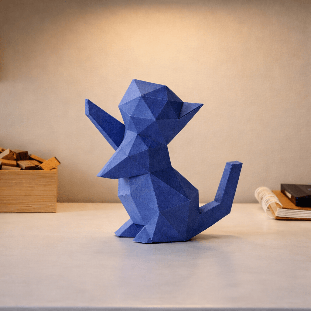 DIY 3D Cute Standing Cat Papercraft Template Printable PDF - Petites Paws