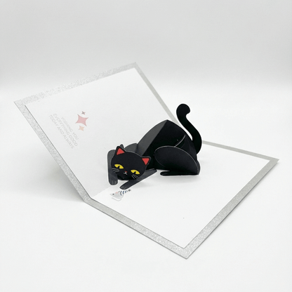 DIY 3D Pop-Up Playful Cat Greeting Card Printable Template