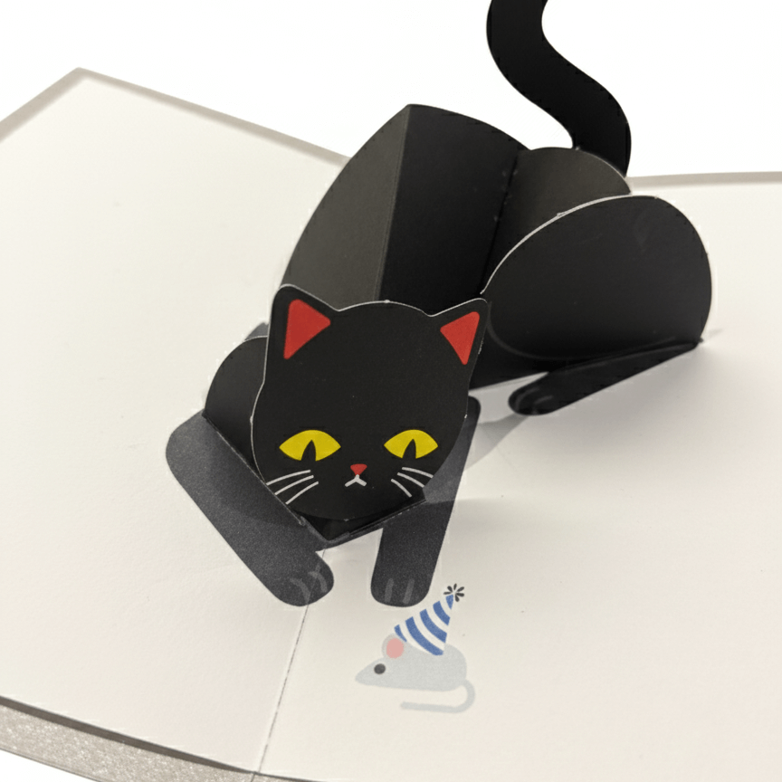 DIY 3D Pop-Up Playful Cat Greeting Card Printable Template