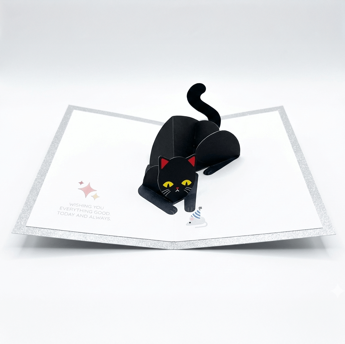 DIY 3D Pop-Up Playful Cat Greeting Card Printable Template