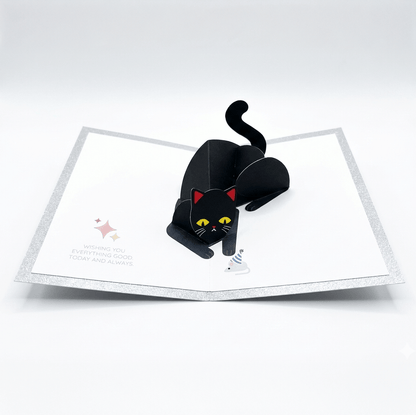 DIY 3D Pop-Up Playful Cat Greeting Card Printable Template