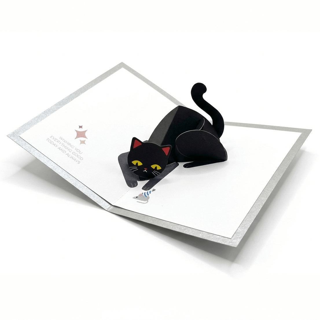 DIY 3D Pop-Up Playful Cat Greeting Card Printable Template