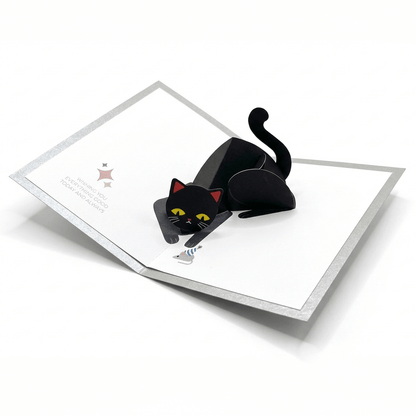 DIY 3D Pop-Up Playful Cat Greeting Card Printable Template
