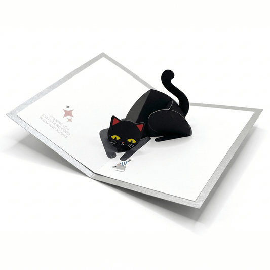 DIY 3D Pop-Up Playful Cat Greeting Card Printable Template
