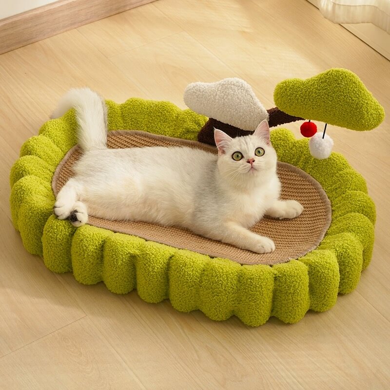 Forest Dream Curved Cat Scratcher Bed Lounger - Petites Paws