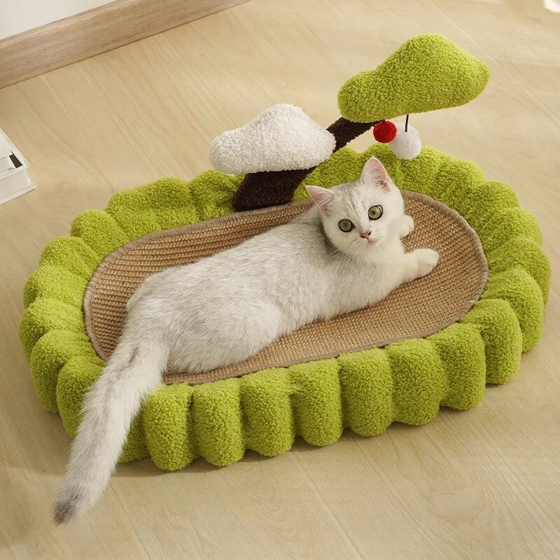 Forest Dream Curved Cat Scratcher Bed Lounger - Petites Paws